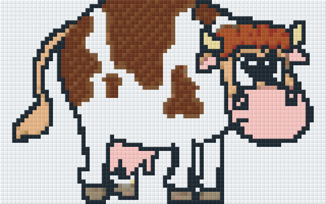 Cartoon Cow Two [2] Baseplate PixelHobby Mini-mosaic Art Kit image 0